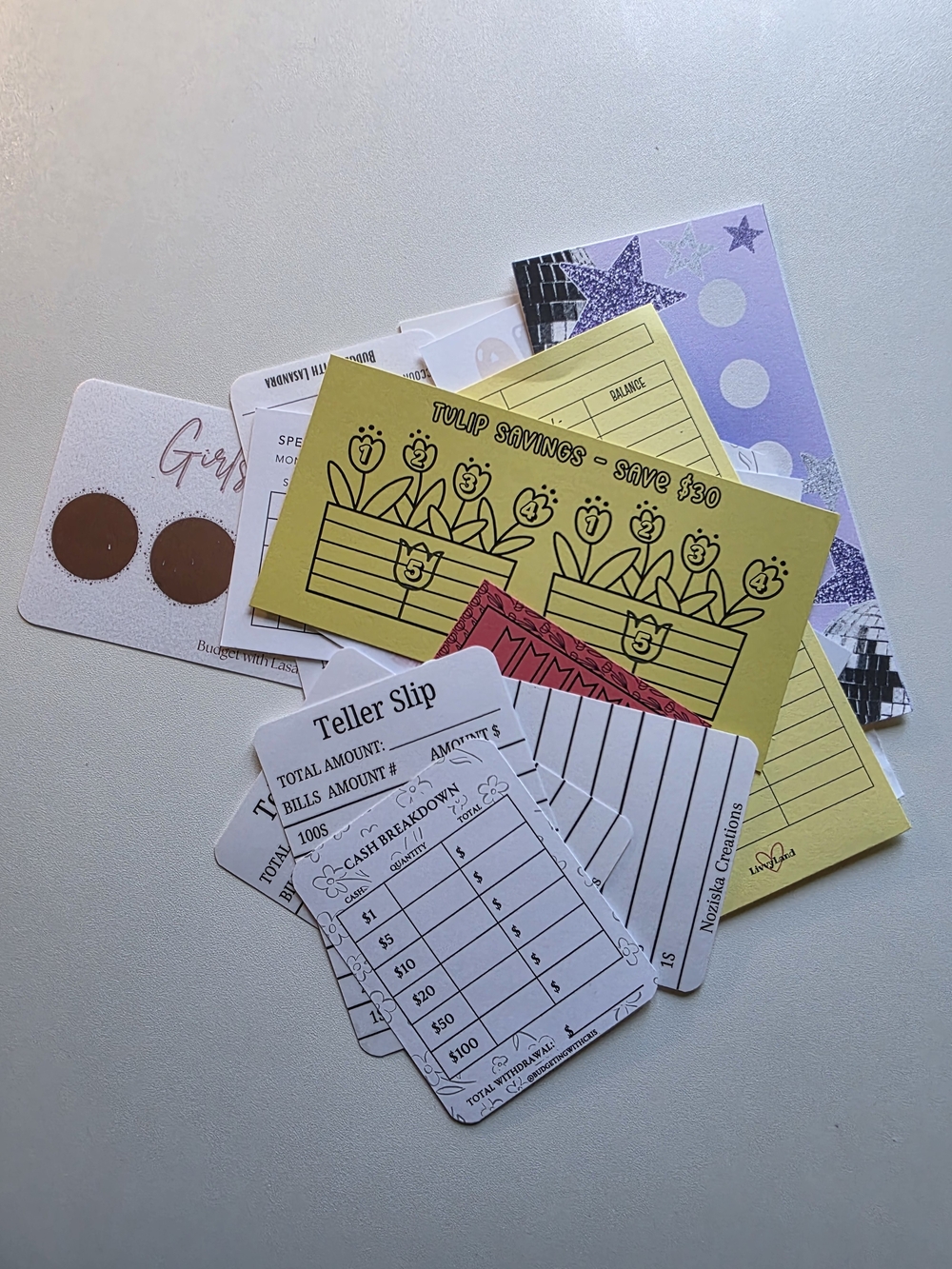 Colorful Savings Bundle & Teller Slip Card Set -  Livvy Land